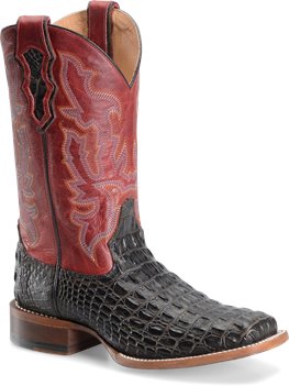 Dark Walnut Caiman Printed  Double H Boot 12 IN  Wide Square Toe Roper Caiman